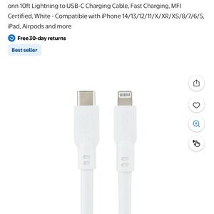 White USB-C to Lightning Cable